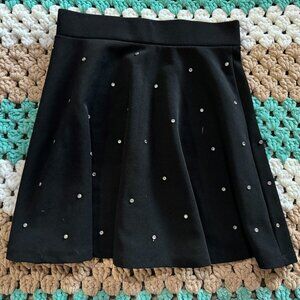 Black A-Line Rhinestone Skater Skirt Womans sz S Small